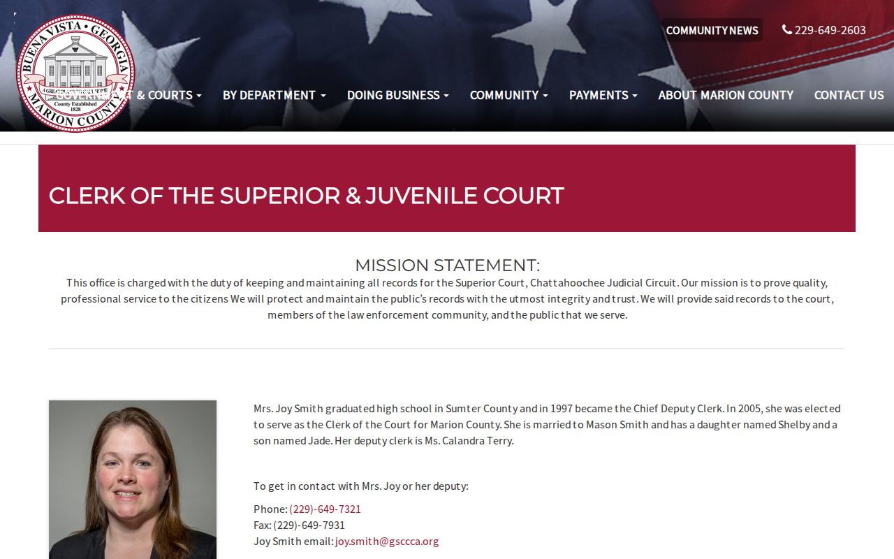 Marion County Clerk official court-record page for criminal case disposition research