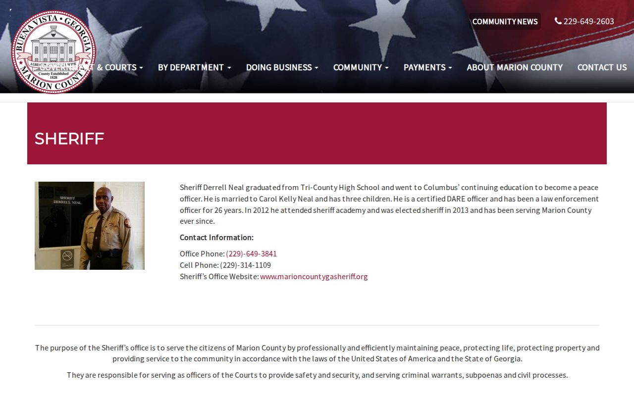 Marion County Sheriff's Office official page for jail and booking records information